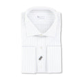Striped White, Green and Beige Double Cuff Shirt