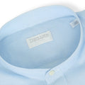 Sky Blue Linen Mao Neck Single Cuff Long Sleeves Shirt