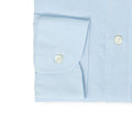Sky Blue Linen Mao Neck Single Cuff Long Sleeves Shirt
