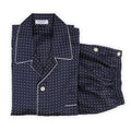 Pajamas Bicolour Little Dots With Piping Shirt Long Sleeves Buttoned + Pants Silk