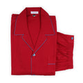 Pajamas Plain Colour With Piping Shirt Long Sleeves Buttoned + Pants Cotton