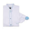Nightdress Herringbone Twisted Yarn With Piping Long Sleeves Buttoned + Bobble Sleep Cap Cotton
