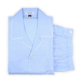 Pajamas Plain Colour With Piping Shirt Long Sleeves Buttoned + Pants Cotton