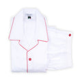 Pajamas Plain Colour With Piping Shirt Long Sleeves Buttoned + Pants Cotton
