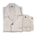 Pajamas Bicolour Little Dots With Piping Shirt Long Sleeves Buttoned + Pants Silk