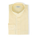 Yellow Cotton And Linen Mao Neck Single Cuff Long Sleeves Shirt