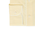 Yellow Cotton And Linen Mao Neck Single Cuff Long Sleeves Shirt