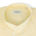 Yellow Cotton And Linen Mao Neck Single Cuff Long Sleeves Shirt