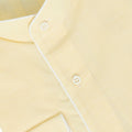 Yellow Cotton And Linen Mao Neck Single Cuff Long Sleeves Shirt