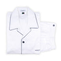 Pajamas Plain Colour Herringbone With Piping Shirt Long Sleeves Buttoned + Pants Cotton