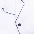 Pajamas Plain Colour Herringbone With Piping Shirt Long Sleeves Buttoned + Pants Cotton