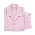 Pajamas Bicolour Striped With Piping Long Sleeves Buttoned + Pants Cotton