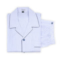 Pajamas Bicolour Striped With Piping Long Sleeves Buttoned + Pants Cotton