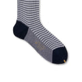 Houndstooth Navy and White Scotland Thread Long Socks