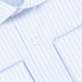 Striped Light Blue and Red Double Cuff Shirt