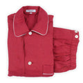 Pajamas - Herringbone With Piping Shirt Long Sleeves Buttoned + Pants Brushed Cotton