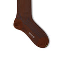 Plain Brown and Blue Plated Scotland Thread Long Socks