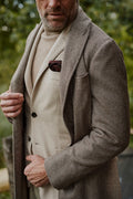 Brown Herringbone Cashmere Coat