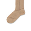 Plain Beige and Red/Light Blue Clocked Scotland Thread Long Socks