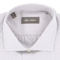 Striped White Brown and Blue Double Cuff Shirt