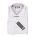 Striped White Brown and Blue Double Cuff Shirt