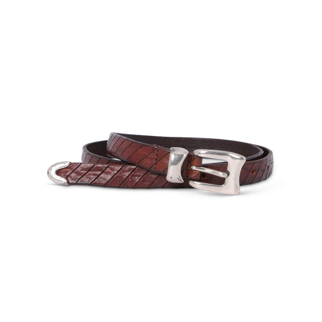 Thin Belt Plain Colour Leather With Silver Details