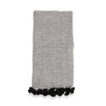 Black And White Striped Patterns With Black Tassels Linen Scarf