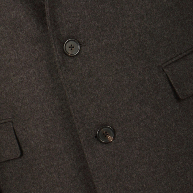 Plain Grey Wool and Cashmere Coat