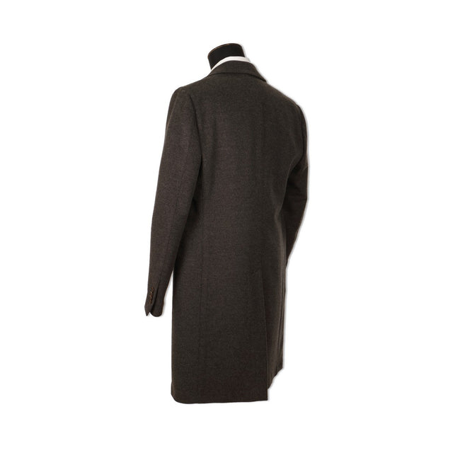 Plain Grey Wool and Cashmere Coat
