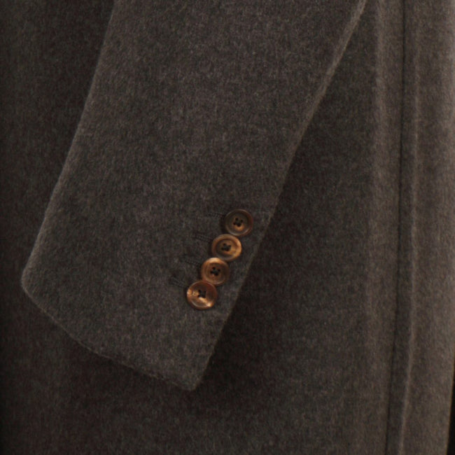 Plain Grey Wool and Cashmere Coat