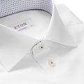 White Solid Twill Shirt With Contrast Trim