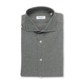 Shirt Chambray Checked With Red Embroideries Single Cuff Italian Collar