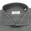 Shirt Chambray Checked With Red Embroideries Single Cuff Italian Collar