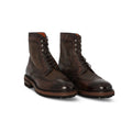 TRICKERS Laced Boots in Brown Leather - Rubber Sole