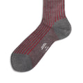 Plain Grey and Red Plated Cotton Long Socks