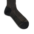 Plain Navy and Brown Plated Cotton Long Socks