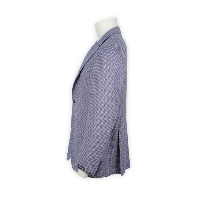 Blazer - Checkered Fleece Wool, Silk & Linen Single Breasted