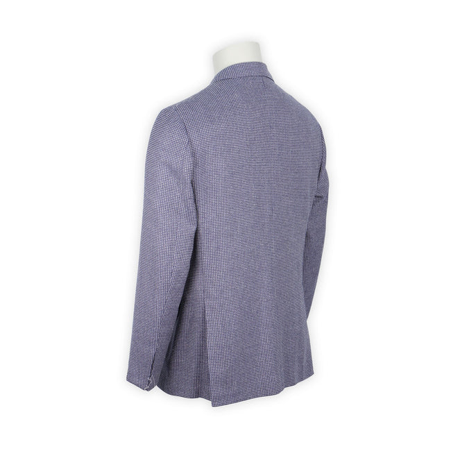 Blazer - Checkered Fleece Wool, Silk & Linen Single Breasted