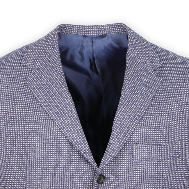 Blazer - Checkered Fleece Wool, Silk & Linen Single Breasted