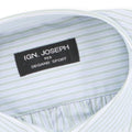 Striped White, Green and Light Blue Double Cuff Shirt