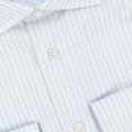 Striped White, Green and Light Blue Double Cuff Shirt