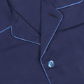 Pajamas Plain Colour With Piping Shirt Long Sleeves Buttoned + Pants Cotton