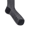 Plain Navy and White Plated Cotton Long Socks