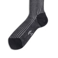Plain Navy and White Plated Cotton Long Socks