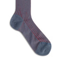 Plain Jeans Blue and Red Plated Cotton Long Socks