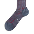 Plain Jeans Blue and Red Plated Cotton Long Socks