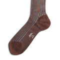 Plain Brown and Light Blue Plated Cotton Long Socks