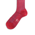 Plain Red and Light Blue Plated Cotton Long Socks