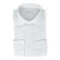 White And Blue Mini Cubes Patterns Jersey Cotton Single Cuff Long Sleeves Polo-Shirt