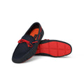 Braided Lace Loafers in Navy Rubber